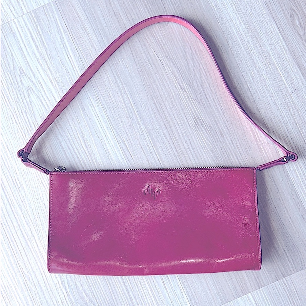Monsac Leather Mini Shoulder Handbag Cranberry Pink NWT COA Classic